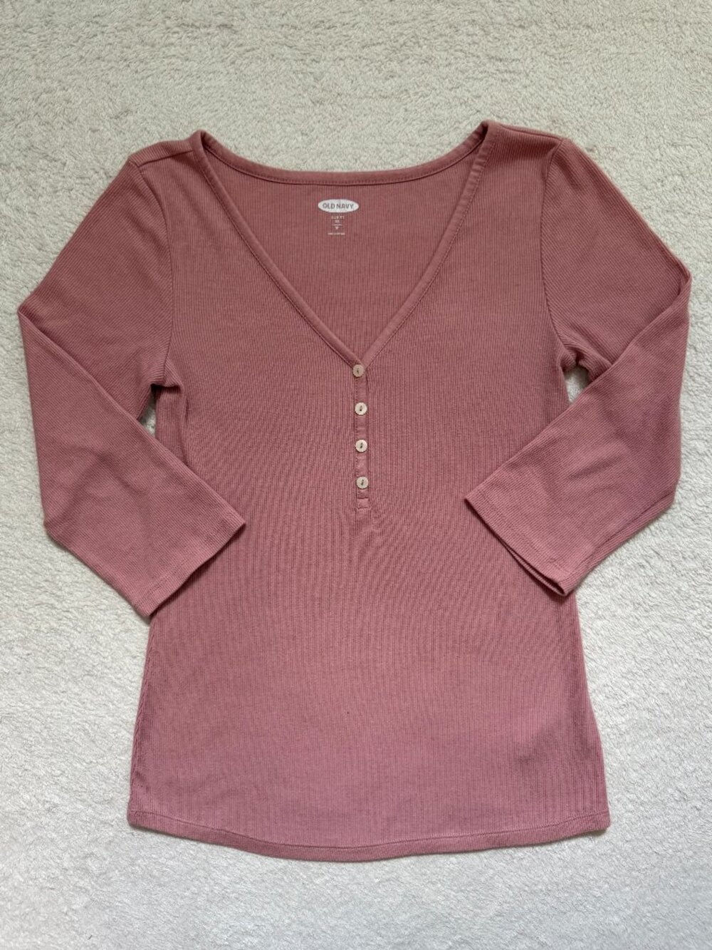 Old Navy Henley V-neck Top - Light Pink